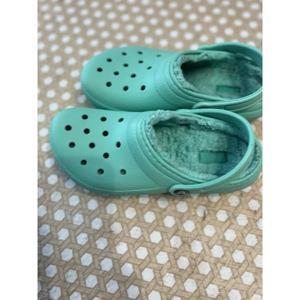 Crocs Fur  Clog Sandals Unisex Little‎ Kids Child Size J 3 Teal
